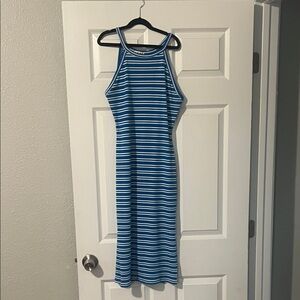 Derek Heart Blue and White Striped Midi Dress